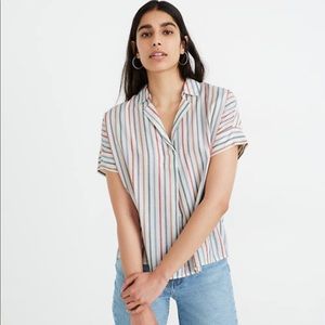 Madewell Park Popover Short Rainbow Stripe Cotton